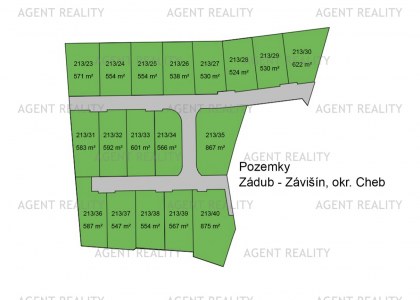 Prodej stavebního pozemku 213/36, 587 m2, obec Zádub-Závišín, Mariánské Lázně.