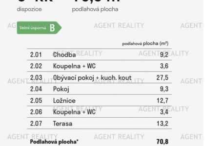 Prodej bytu s terasou 3+kk, 71m2, ulice K Pískovně, Strančice